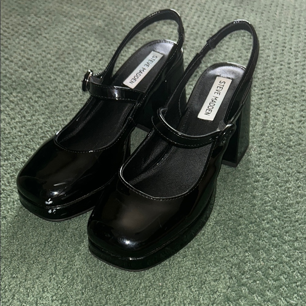 Steve Madden Black Chunky Heel Mary Jane Shoes